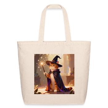 Magic Cat Wizard – Cute Orange Kitten - Eco-Friendly Cotton Tote - natural - Front