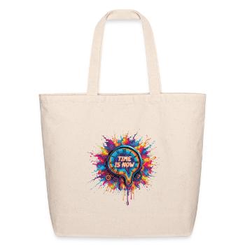 Time is Now Neon Splash Clock - Eco-Friendly Cotton Tote - natural - Front