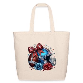 Patriotic Football Helmet Bow - Eco-Friendly Cotton Tote - natural - Front