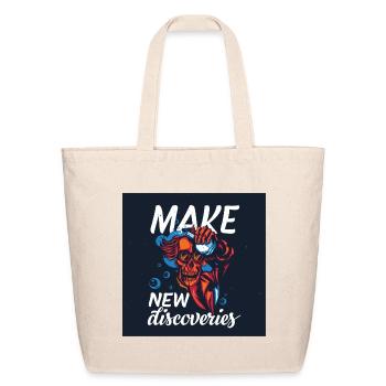 Make New Discoveries Skull Dive - Eco-Friendly Cotton Tote - natural - Front