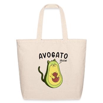 Cheerful Avocado Hugging Seed - Eco-Friendly Cotton Tote - natural - Front