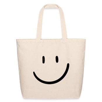 Bold Minimal Smile Outline - Eco-Friendly Cotton Tote - natural - Front