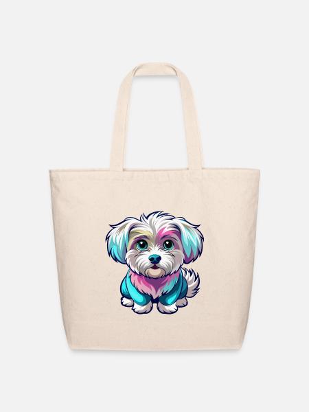 Maltese dog puppy - Eco-Friendly Cotton Tote - natural