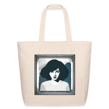 Teal Polka Dot Portrait - Eco-Friendly Cotton Tote - natural - Front
