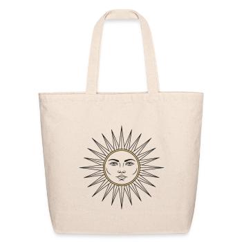 Zodiac Celestial Sun with Gold Ring Emblem - Eco-Friendly Cotton Tote - natural - Front