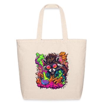Raccoon Chemist Neon Burst - Eco-Friendly Cotton Tote - natural - Front