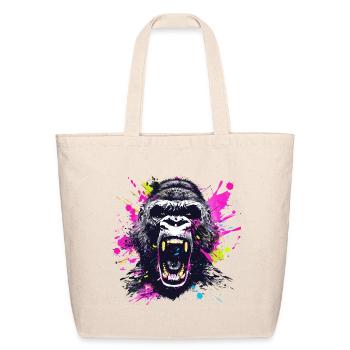 Neon Splash Gorilla Roar - Eco-Friendly Cotton Tote - natural - Front