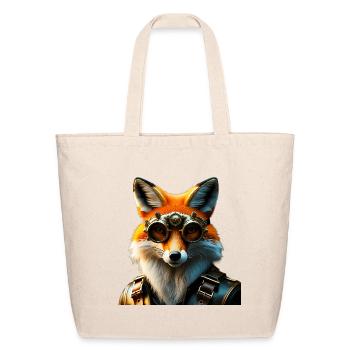 Steampunk Fox: Mechanical Gear Predator - Eco-Friendly Cotton Tote - natural - Front