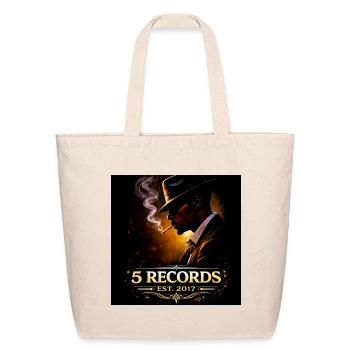 5 Records Cartoon Vinyl Logo Est. 2017 - Eco-Friendly Cotton Tote - natural - Front