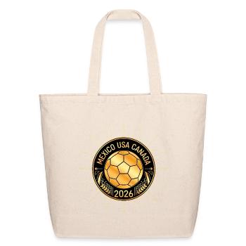 Gold Nations Soccer Badge 2026 Mexico Canada USA - Eco-Friendly Cotton Tote - natural - Front