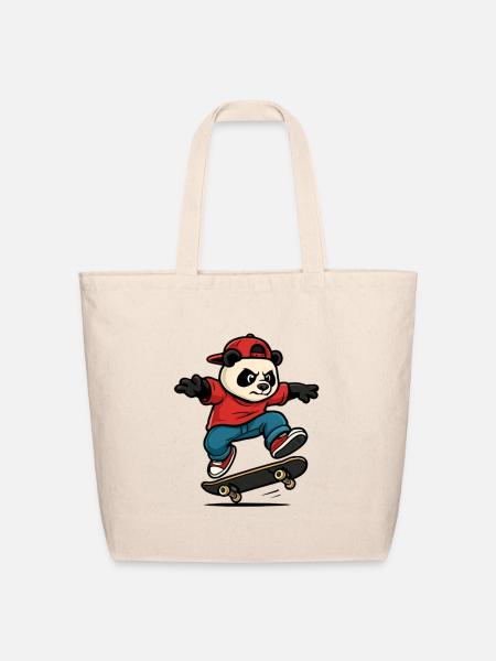 Kickflip Panda - Eco-Friendly Cotton Tote - natural