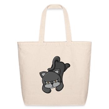 Grouchy Grey Cat - Eco-Friendly Cotton Tote - natural - Front