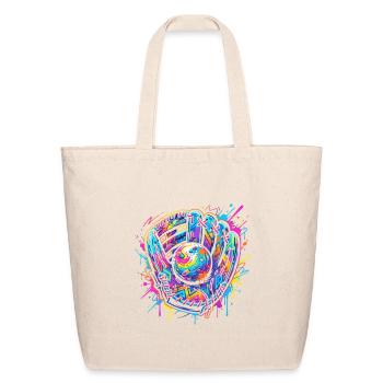 Neon Splash Baseball Glove Burst - Eco-Friendly Cotton Tote - natural - Front