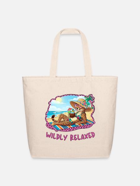 Wildly Relaxed Leopard on the Beach - Eco-Friendly Cotton Tote - natural