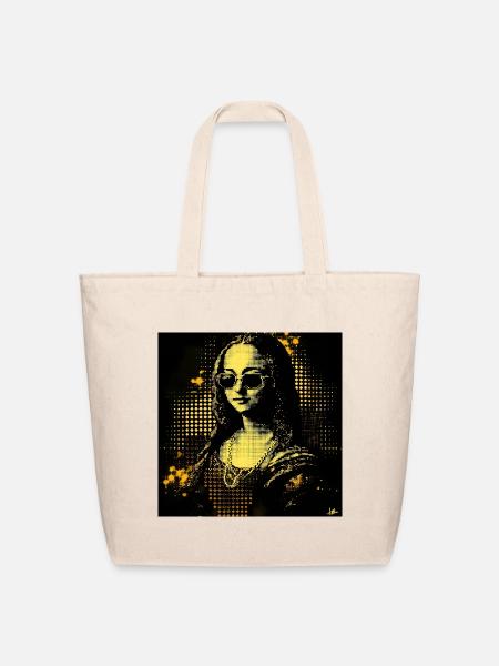 Golden Mona in Neon Noir - Eco-Friendly Cotton Tote - natural