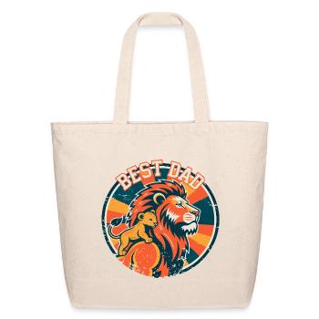 Best Dad Lion Round Badge - Eco-Friendly Cotton Tote - natural - Front