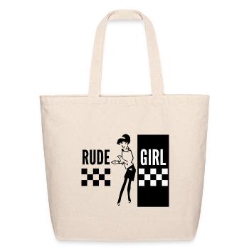 Rude Girl Ska Mod Two Tone Checkerboard Music Fan - Eco-Friendly Cotton Tote - natural - Front