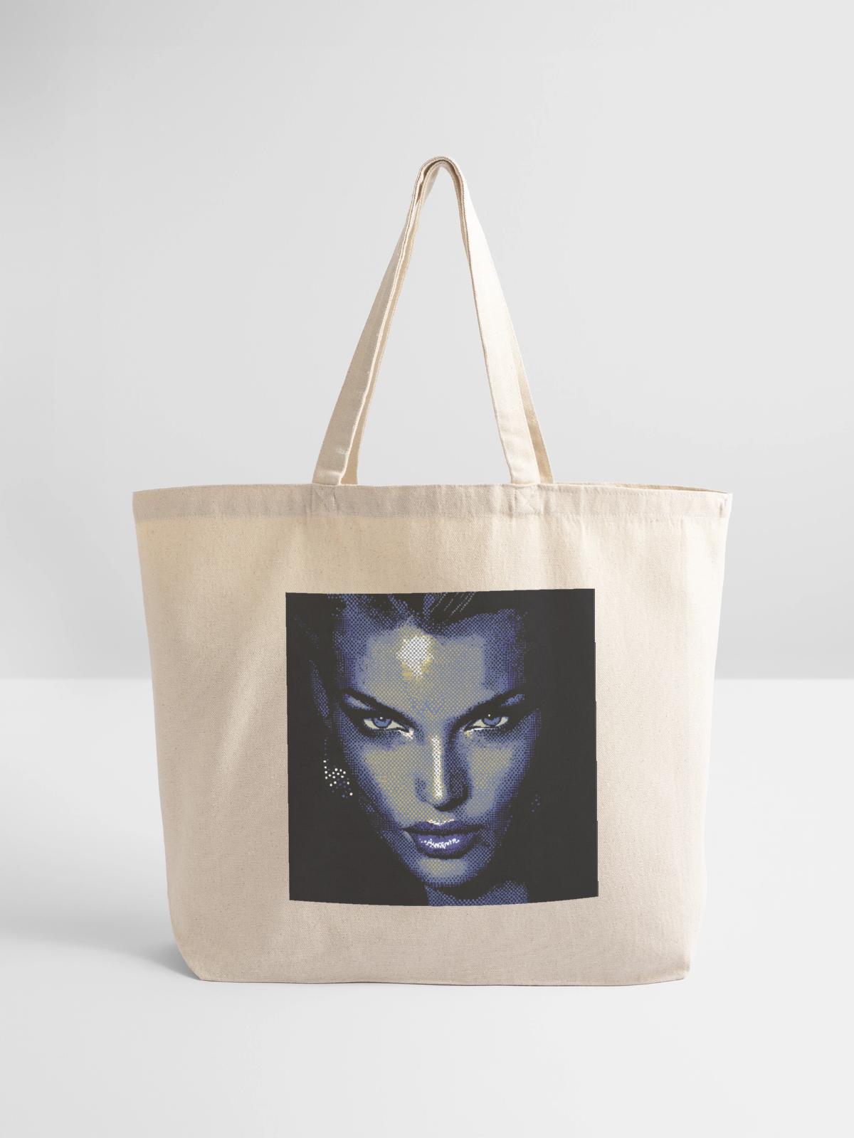 Midnight Halftone Femme Fatale - Eco-Friendly Cotton Tote - natural - Front