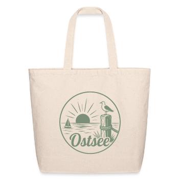 Baltic Sea Sailboat Seagull Sunset - Eco-Friendly Cotton Tote - natural - Front