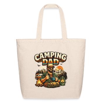 Camping Dad at Sunset Campfire - Eco-Friendly Cotton Tote - natural - Front