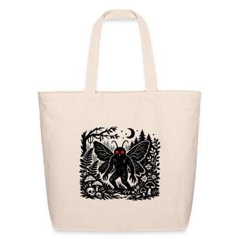 Mothman Forest Linocut Art - Eco-Friendly Cotton Tote - natural - Front