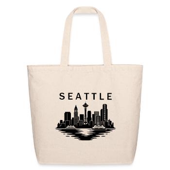 Seattle Washington Skyline Silhouette - Eco-Friendly Cotton Tote - natural - Front