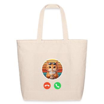 Cute Orange Boba Cat Bubble Tea Gift - Eco-Friendly Cotton Tote - natural - Front