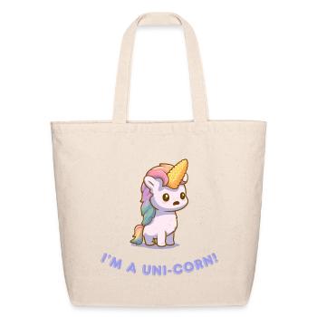 Cute Kawaii Unicorn Pun Shirt for Kids and Adults - Eco-Friendly Cotton Tote - natural - Front