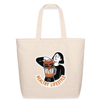 Funny Healthy Lifestyle Burger Blender - Eco-Friendly Cotton Tote - natural - Front