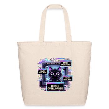 Overstimulated Black Cat - Too Many Open Tabs  - Eco-Friendly Cotton Tote - natural - Front
