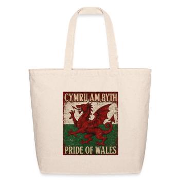 Cymru Am Byth - Pride of Wales - Welsh Dragon - Eco-Friendly Cotton Tote - natural - Front