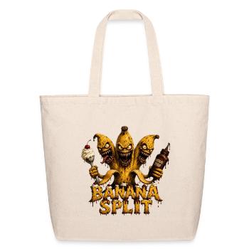 Banana Split - Scary Three Headed Monster Shirt  - Eco-Friendly Cotton Tote - natural - Front