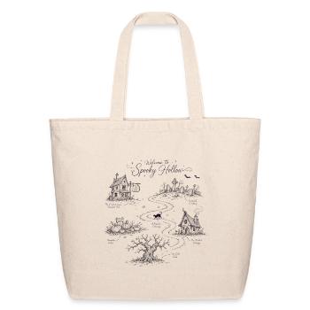 Welcome to Spooky Hollow Halloween Map Design - Eco-Friendly Cotton Tote - natural - Front