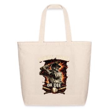 Swing Hard or Die Skull Baseball - Eco-Friendly Cotton Tote - natural - Front