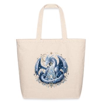 Frost Dragon Christmas Tree Fantasy Winter Dragon  - Eco-Friendly Cotton Tote - natural - Front