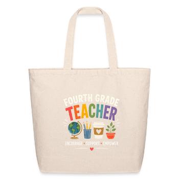 Fourth Grade Teacher Gift - Eco-Friendly Cotton Tote - natural - Front