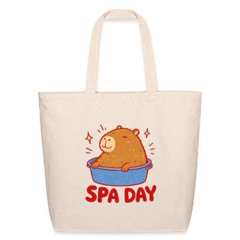 Cute Capybara Spa Day Bath - Eco-Friendly Cotton Tote - natural - Front