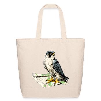 Majestic Peregrine Falcon Standing on Travel Map - Eco-Friendly Cotton Tote - natural - Front