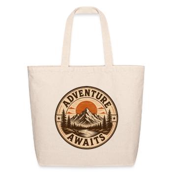 Adventure_Awaits_Vintage_Mountain_Badge_T-Shirt - Eco-Friendly Cotton Tote - natural - Front