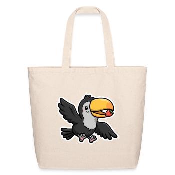 Cute Toucan with Strawberry Beak - Eco-Friendly Cotton Tote - natural - Front