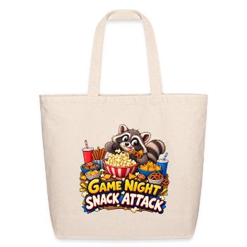 Game Night Snack Attack Raccoon - Eco-Friendly Cotton Tote - natural - Front