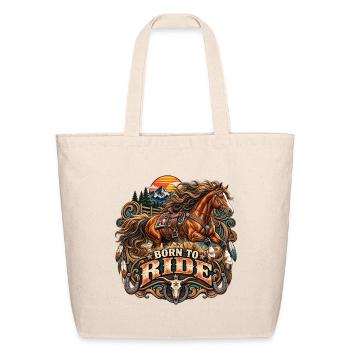 Born to Ride Western Horse - Eco-Friendly Cotton Tote - natural - Front