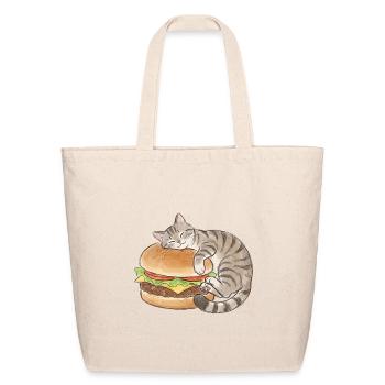 Cat Using Burger as a Pillow - Eco-Friendly Cotton Tote - natural - Front