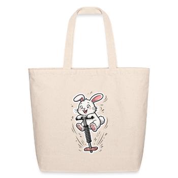 Bunny on Spring Scooter - Eco-Friendly Cotton Tote - natural - Front