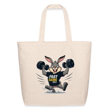Powerlifting Bunny Fast Gains - Eco-Friendly Cotton Tote - natural - Front