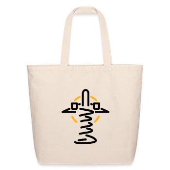 Spiral Neon Spring Mounted Airplane - Eco-Friendly Cotton Tote - natural - Front