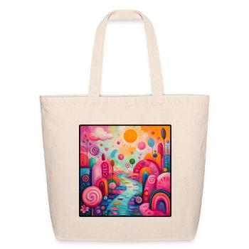 Neon Dreamscape Pathway - Eco-Friendly Cotton Tote - natural - Front