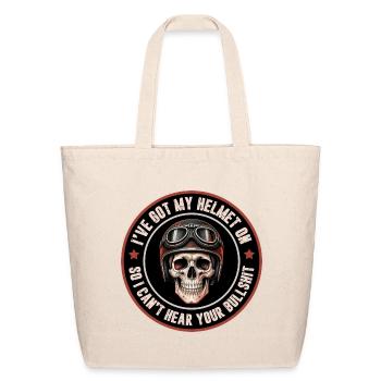Moto Skull Helmet Badge - Eco-Friendly Cotton Tote - natural - Front
