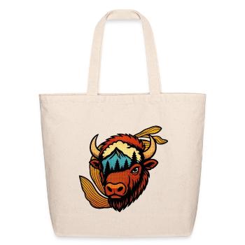 Bison Summit Pop Art Portrait - Eco-Friendly Cotton Tote - natural - Front