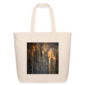 Golden Drips on Dark Wall - Eco-Friendly Cotton Tote - natural - Front